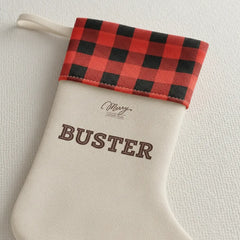 Pitbull Hub ™ Personalized Christmas Stocking - Red & Black Plaid