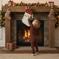 Pitbull Hub ™ Personalized Christmas Stocking - Red & Black Plaid