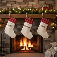 Pitbull Hub ™ Personalized Christmas Stocking - Red & Black Plaid