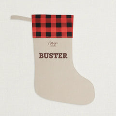 Pitbull Hub ™ Personalized Christmas Stocking - Red & Black Plaid