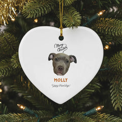 Pitbull Hub™ Personalized Heart Ceramic Ornament